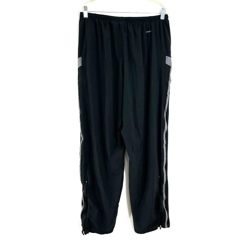 Vtg. Nike Track Pants‎ Mens XL Black Y2K Side Mesh Lined Windbreaker Ankle Zip